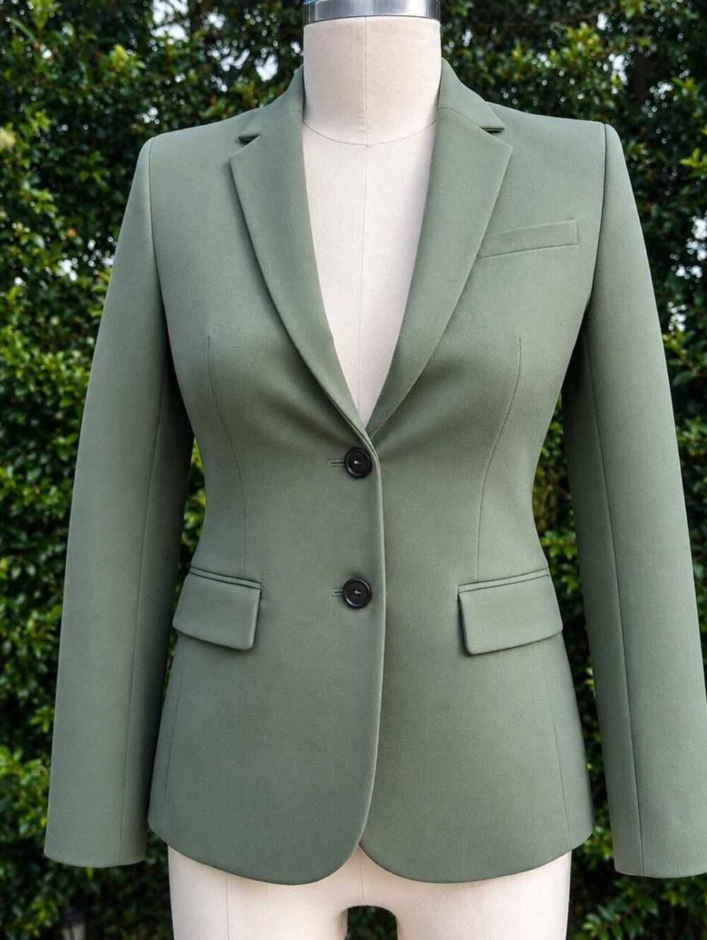 NWT Banana Republic Long and Lean Blazer Olive Green 2P Petite Workwear